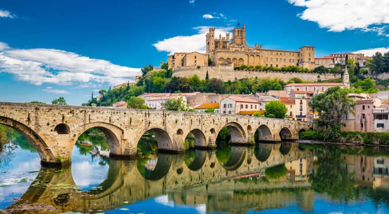Old bridge and cathedral in Béziers