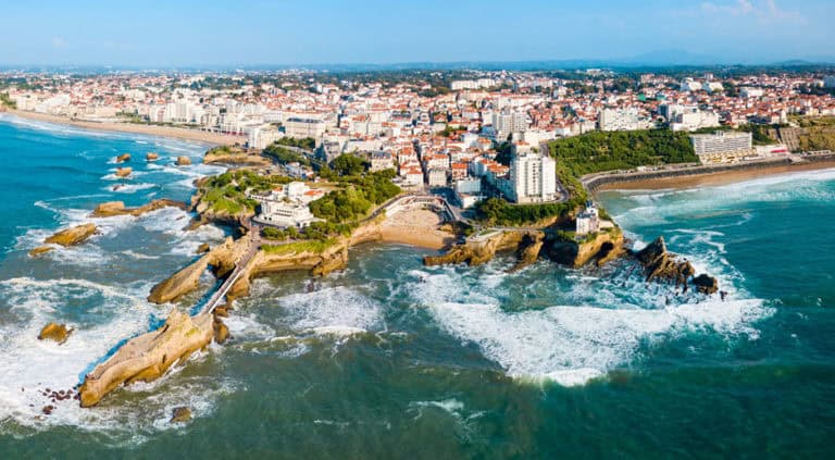 Aerial panoramic view of Biarritz, France