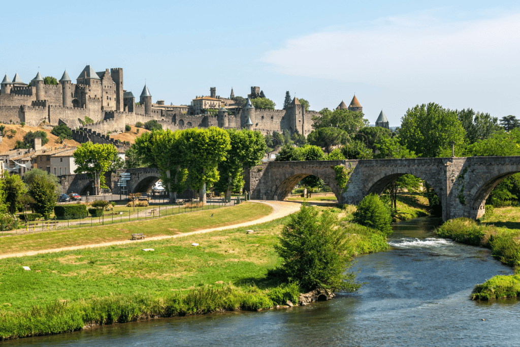 Vue aérienne sur la ville de Carcassonne