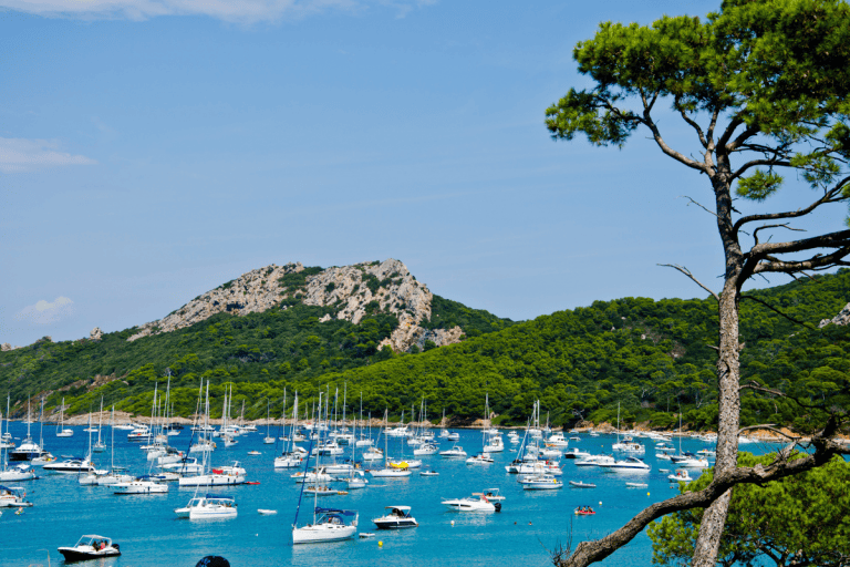Vue sur Porquerolles et ses bateaux