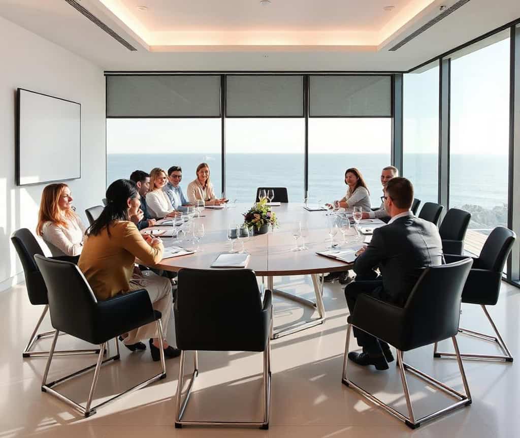 Salle de réunion avec vue mer.