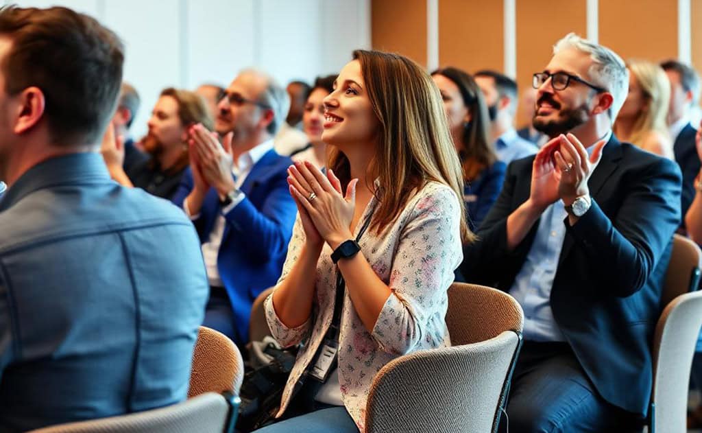 Personnes en train d'applaudir lors d'un séminaire.