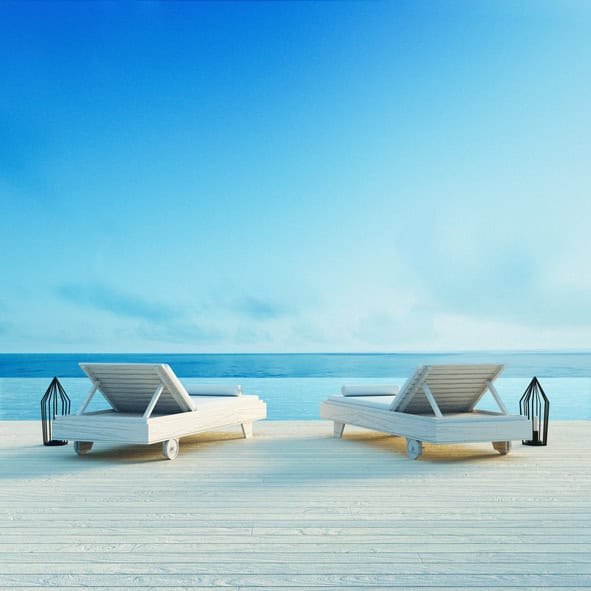 Salon de plage - Terrasse avec vue sur la mer.