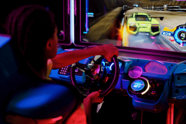 Simulateur de voiture lors d'une animation entreprise